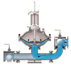 Discharge strok of a Ramparts air-driven diaphragm pump