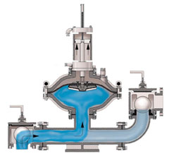 Intake stroke of a Ramparts air-driven diaphragm pump